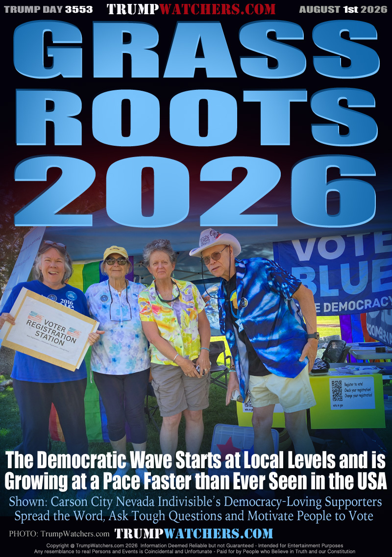 The Democratic Wave Starts at Local Levels and is
Growing at a Pace Faster than Ever Seen in the USA
Shown: Carson City Nevada Indivisible’s Democracy-Loving Supporters
Spread the Word, Ask Tough Questions and Motivate People to Vote
